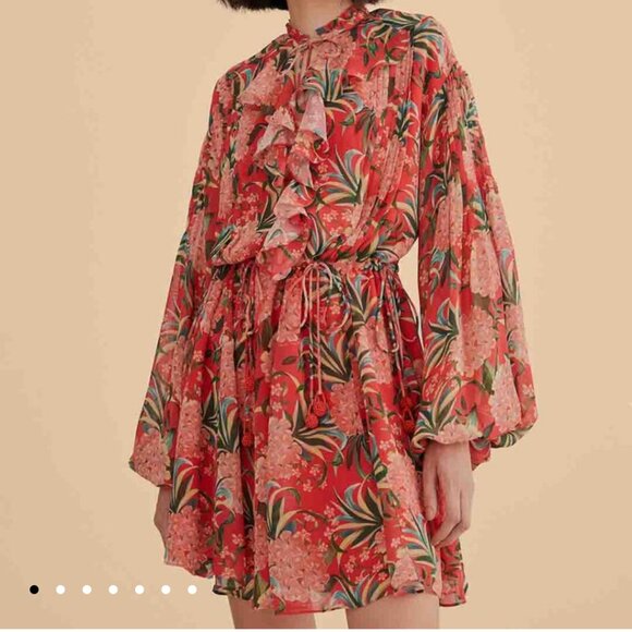 FARM RIO Red pineapple bloom v neck mini dress *flawed* - Picture 1 of 12